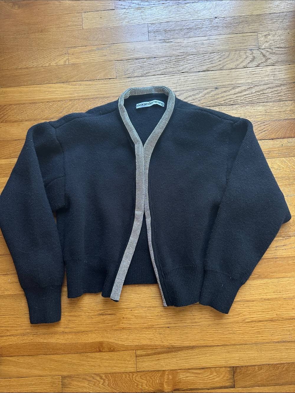 Alexander Wang Black Knit Cardigan with Light Trim